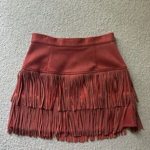 American Threads Brown Ruffled Mini Skirt Casual